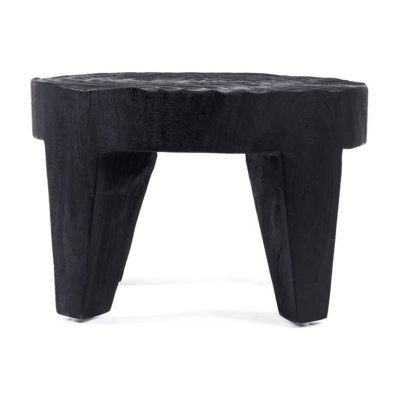 Table basse ronde en bois de suar noir 61x61x40cm Madero - Bazar Bizar