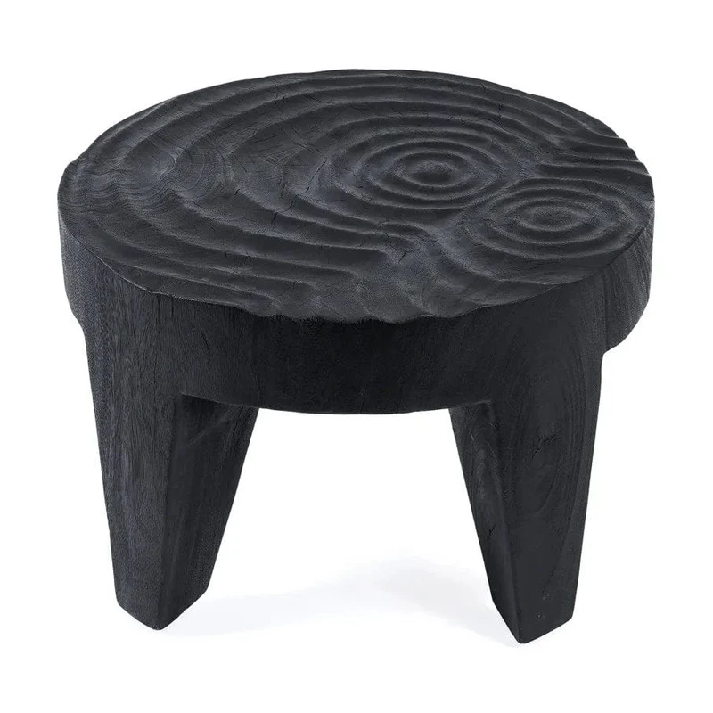 Table basse ronde en bois de suar noir 61x61x40cm Madero - Bazar Bizar