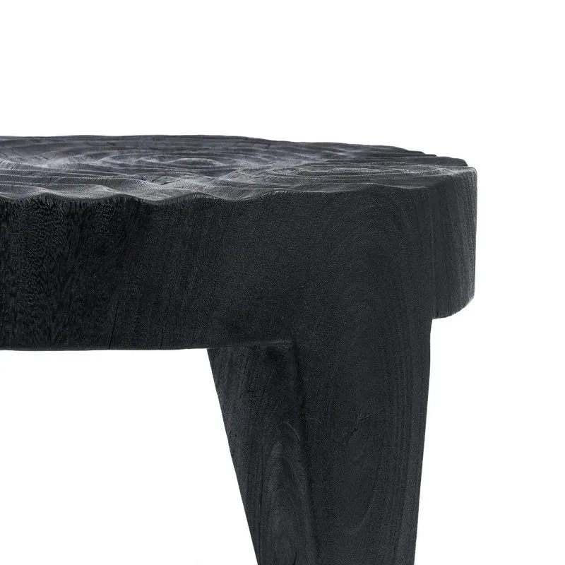 Table basse ronde en bois de suar noir 61x61x40cm Madero - Bazar Bizar