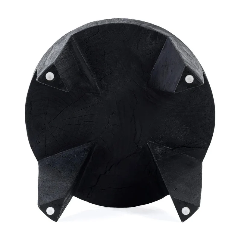 Table basse ronde en bois de suar noir 61x61x40cm Madero - Bazar Bizar