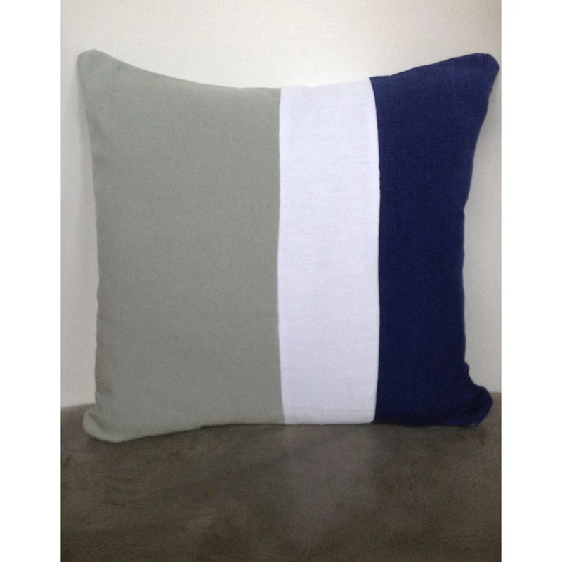 Color block Pillows Grey, White and Navy 16x16"