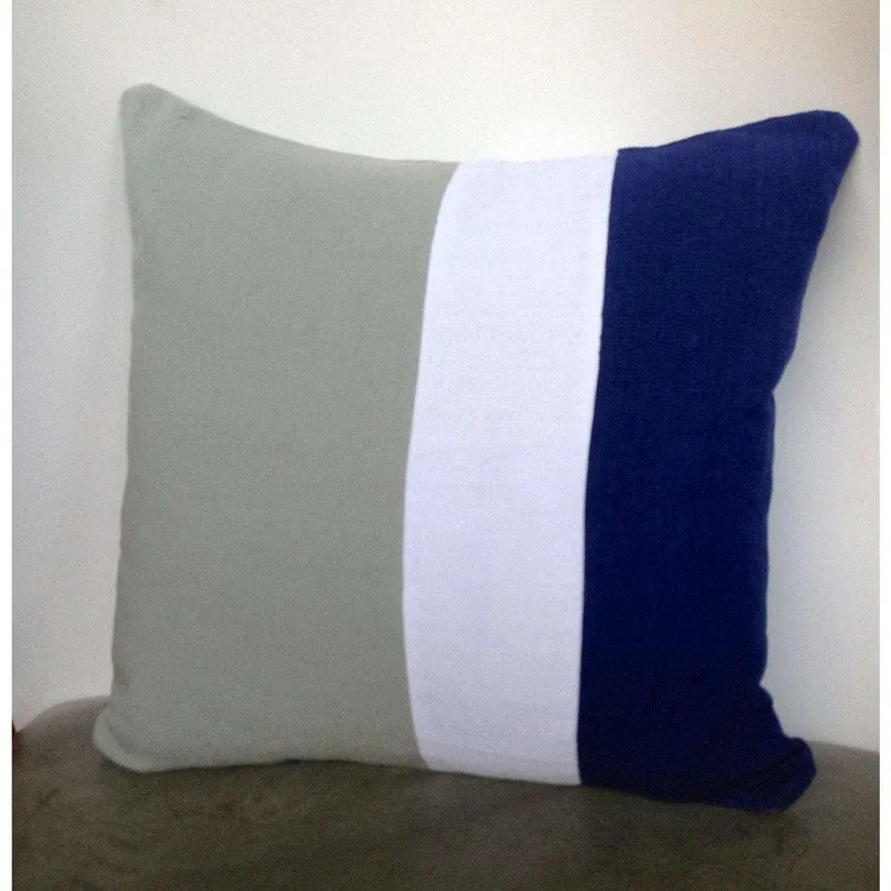 Color block Pillows Grey, White and Navy 16x16"