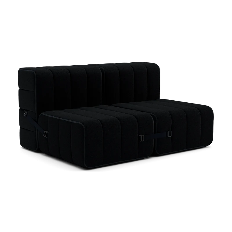 Canapé modulable 2 places en tissu Sera en laine noir 136x102x68cm Curt - Ambivalenz