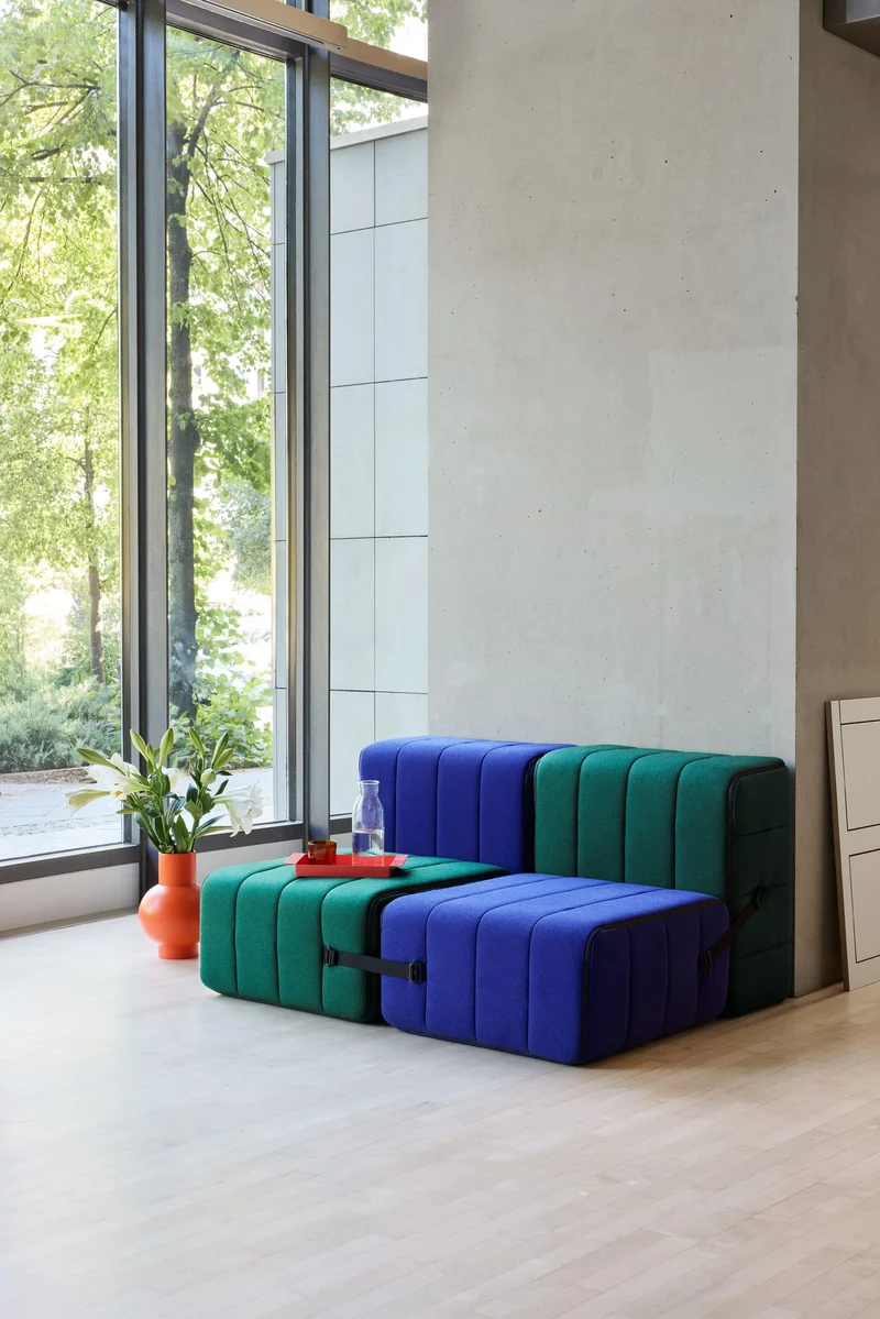 Canapé modulable 2 places en tissu Sera en laine noir 136x102x68cm Curt - Ambivalenz