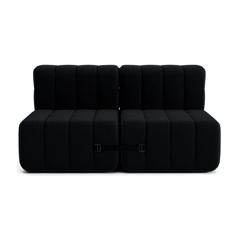 Canapé modulable 2 places en tissu Sera en laine noir 136x102x68cm Curt - Ambivalenz
