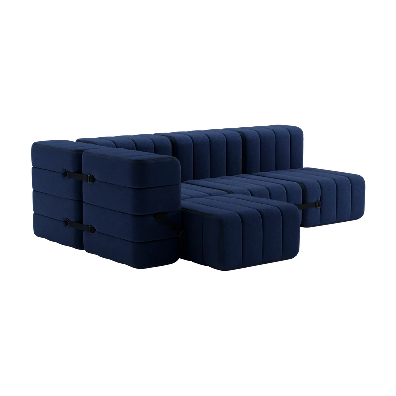 Canapé modulable d'angle en tissu Jet bleu foncé 238x170x68cm Curt - Ambivalenz