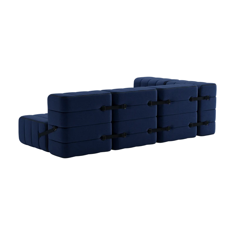 Canapé modulable d'angle en tissu Jet bleu foncé 238x170x68cm Curt - Ambivalenz