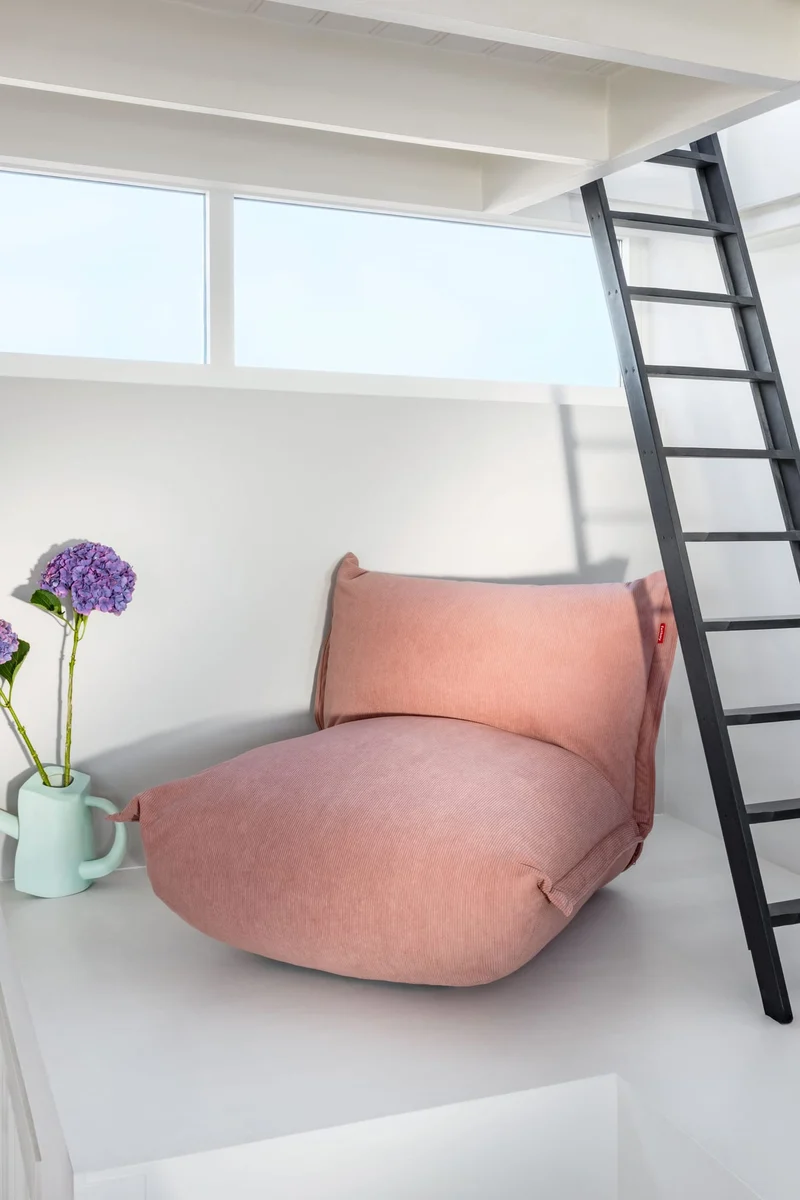 Fauteuil lounge en tissu côtelé rose 102x85x75cm BonBaron Slim - Fatboy