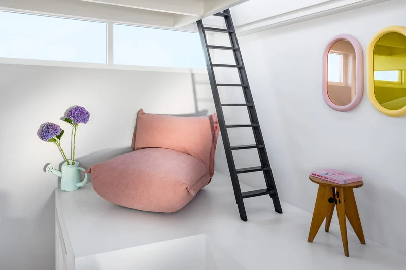 Fauteuil lounge en tissu côtelé rose 102x85x75cm BonBaron Slim - Fatboy