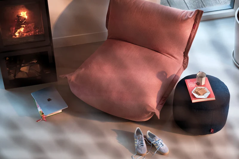 Fauteuil lounge en tissu côtelé rose 102x85x75cm BonBaron Slim - Fatboy