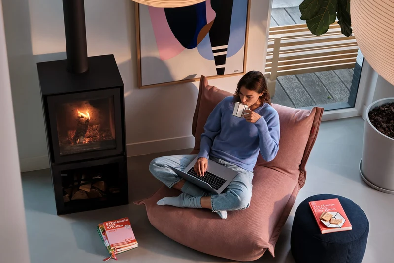 Fauteuil lounge en tissu côtelé rose 102x85x75cm BonBaron Slim - Fatboy