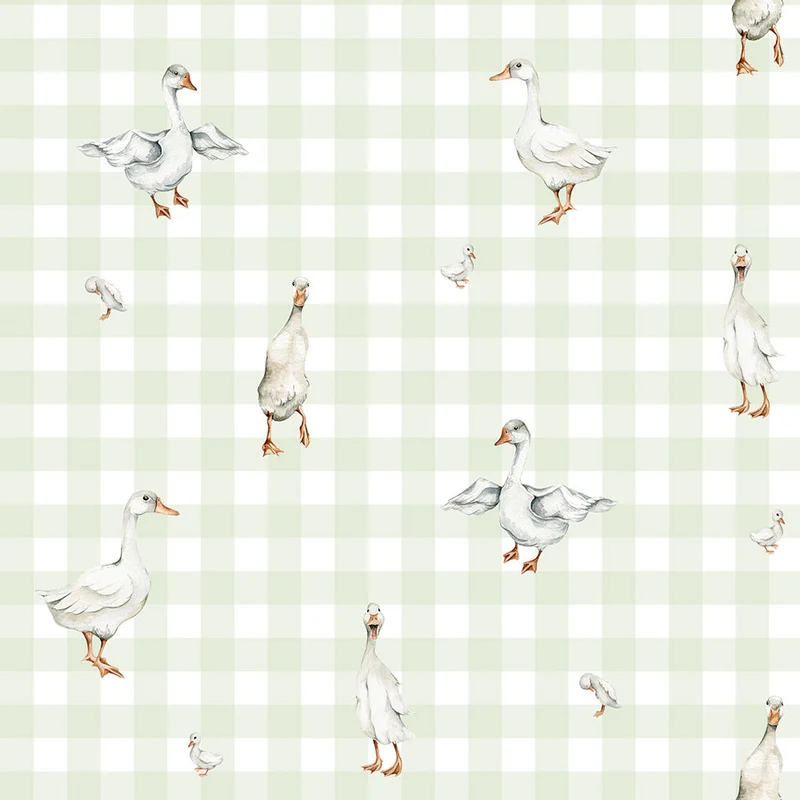 Dekornik Tapete Ducks on Karo Grün Streifen 50 x 280