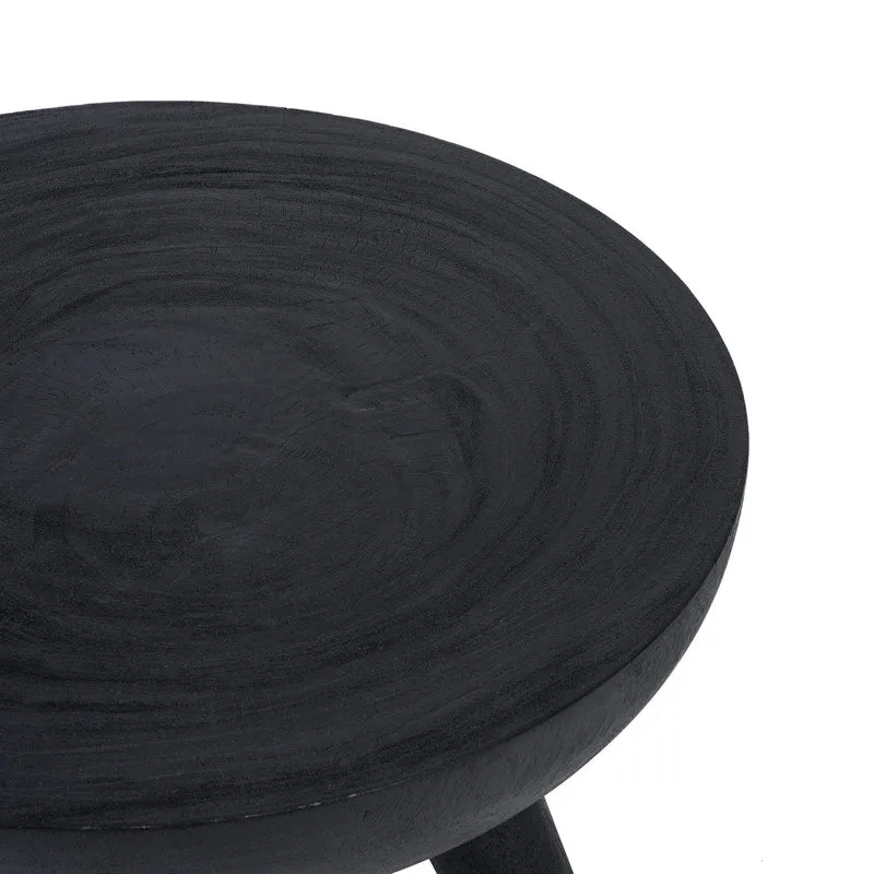 Table basse ronde en bois de suar noir 75x75x41cm Losten - Bazar Bizar