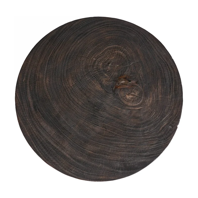 Table basse ronde en bois de manguier massif marron foncé 70x70x45cm Octo Chic - Bazar Bizar