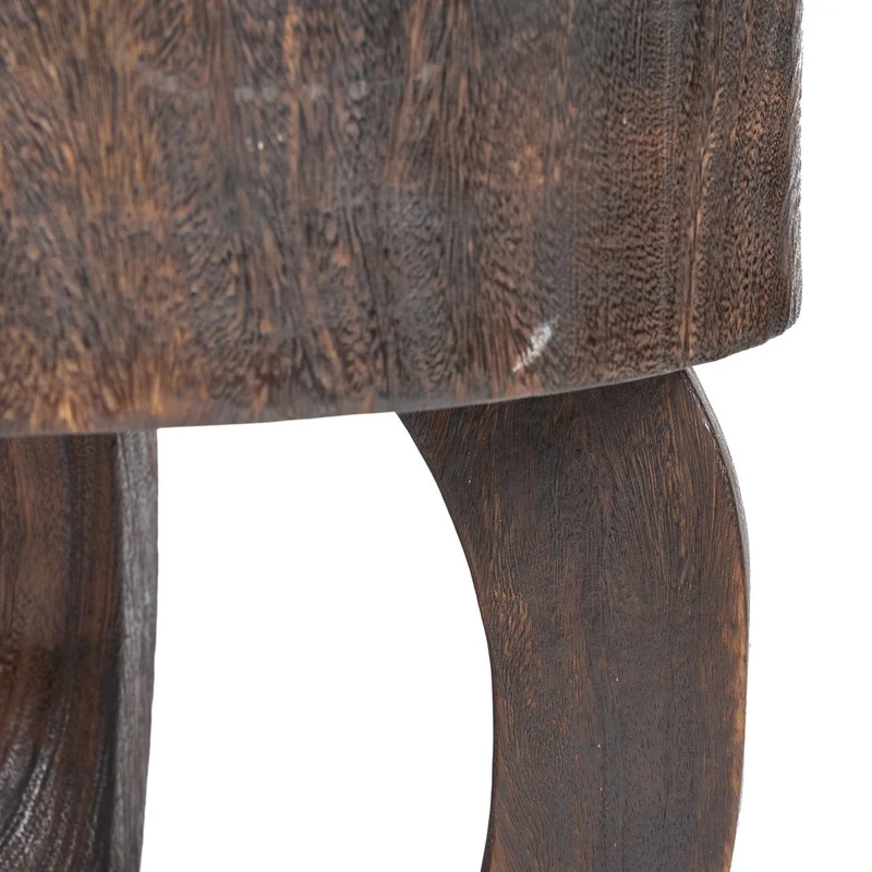 Table basse ronde en bois de manguier massif marron foncé 70x70x45cm Octo Chic - Bazar Bizar