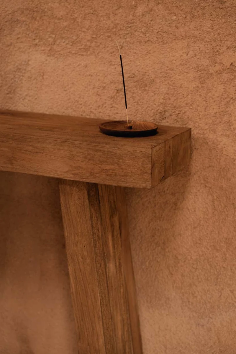 Console en teck massif naturel marron 30x86x87cm Stance - Bazar Bizar