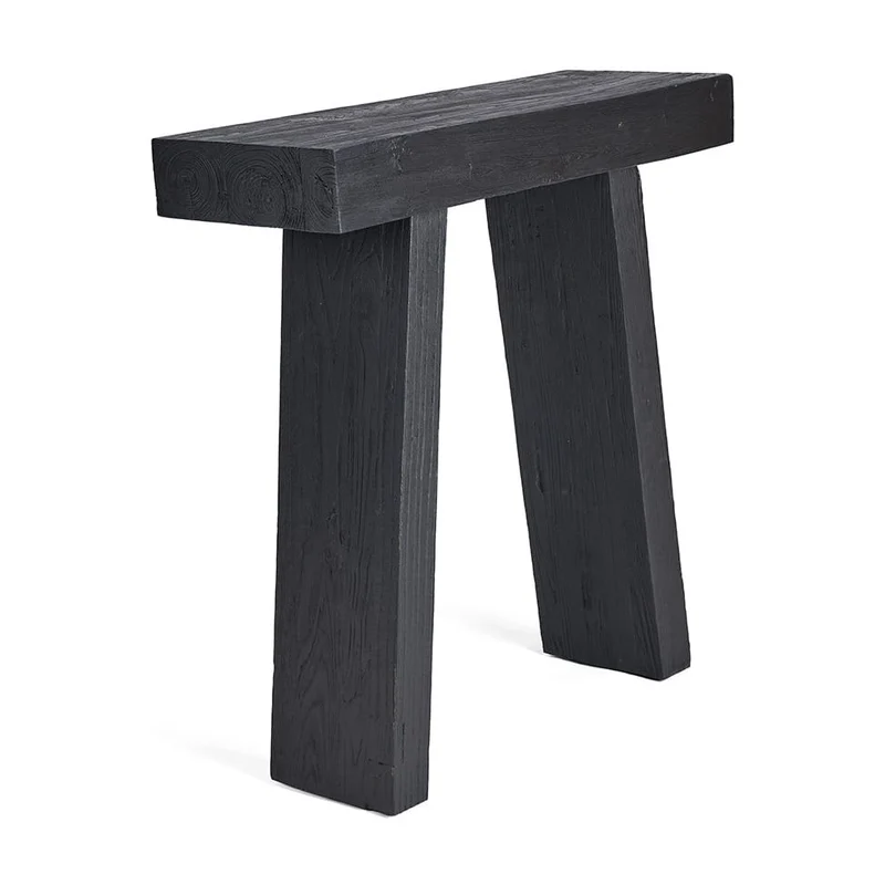 Console en teck massif noir 30x86x87cm Stance - Bazar Bizar
