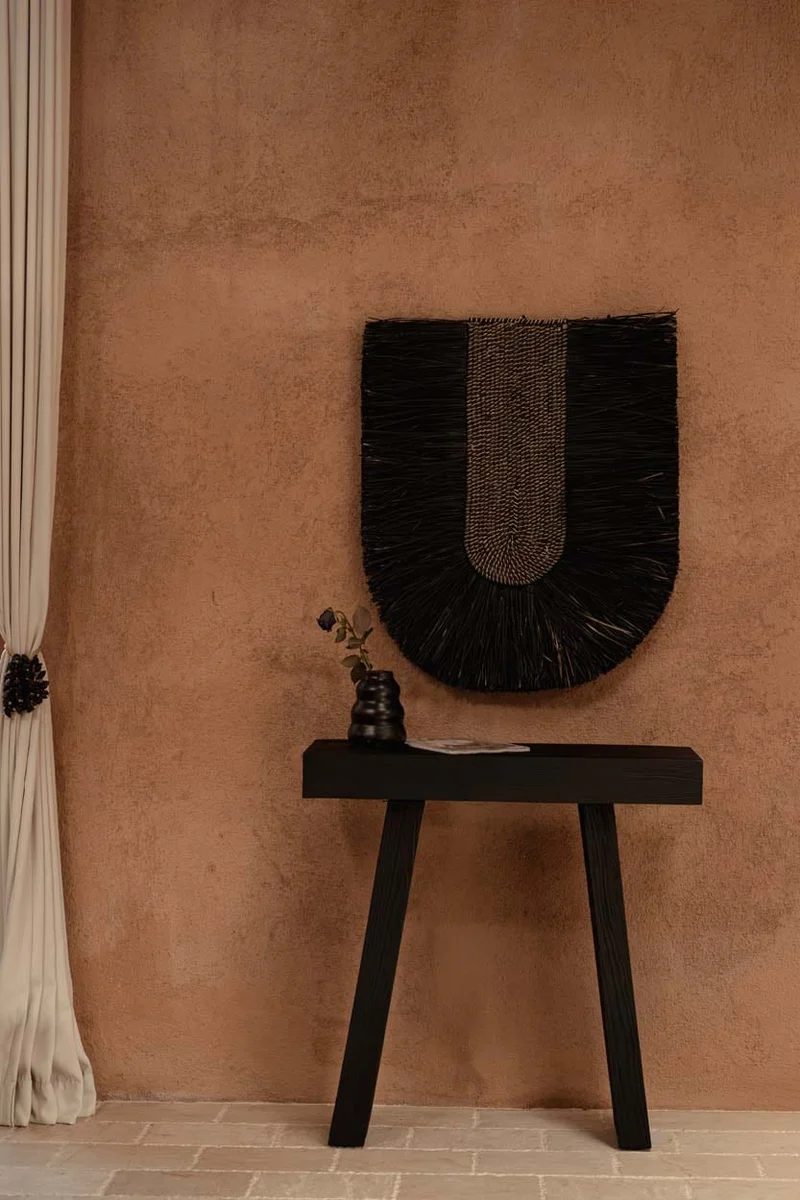 Console en teck massif noir 30x86x87cm Stance - Bazar Bizar