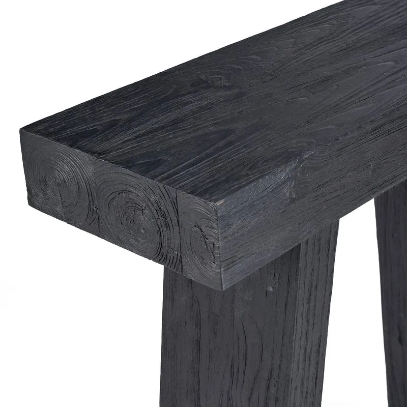 Console en teck massif noir 30x86x87cm Stance - Bazar Bizar
