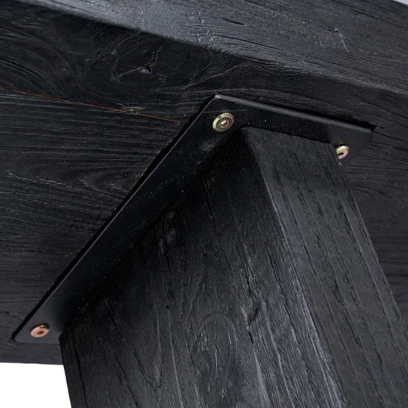 Console en teck massif noir 30x86x87cm Stance - Bazar Bizar