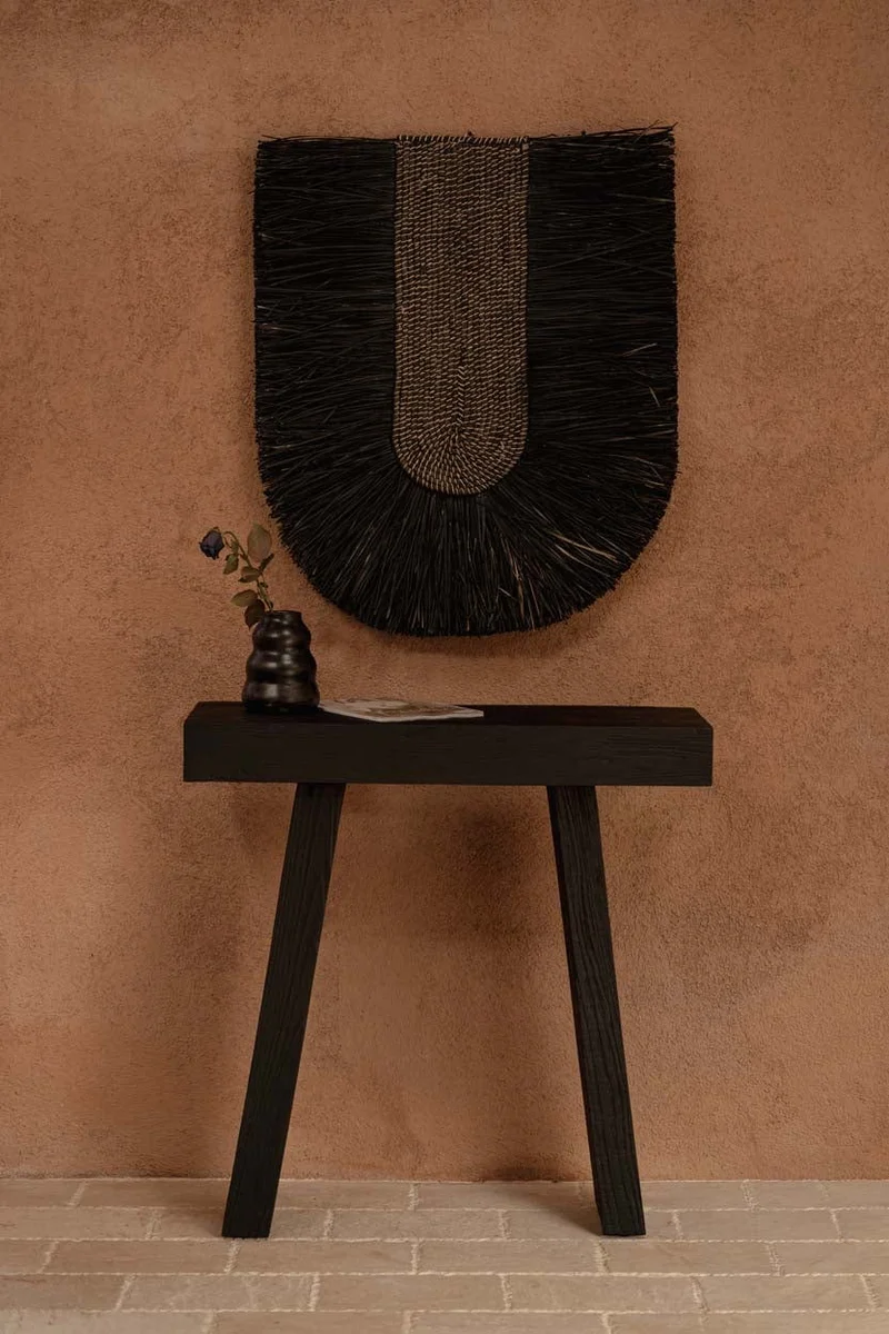 Console en teck massif noir 30x86x87cm Stance - Bazar Bizar
