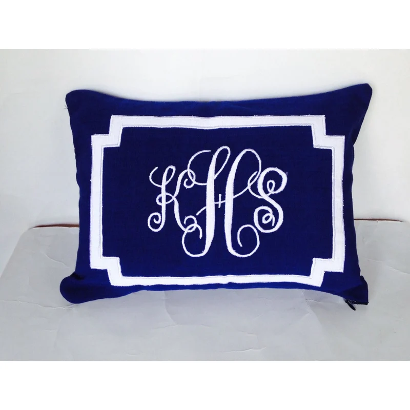 Monogram Pillow Cover, Monogrammed Navy Decorative Lumbar Pillows