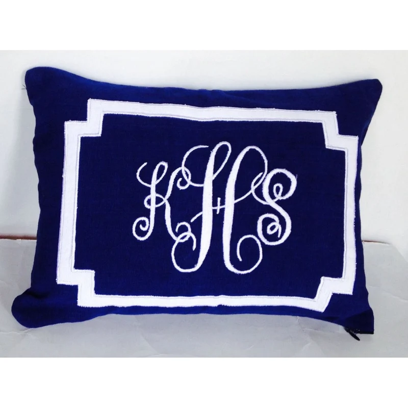 Monogram Pillow Cover, Monogrammed Navy Decorative Lumbar Pillows