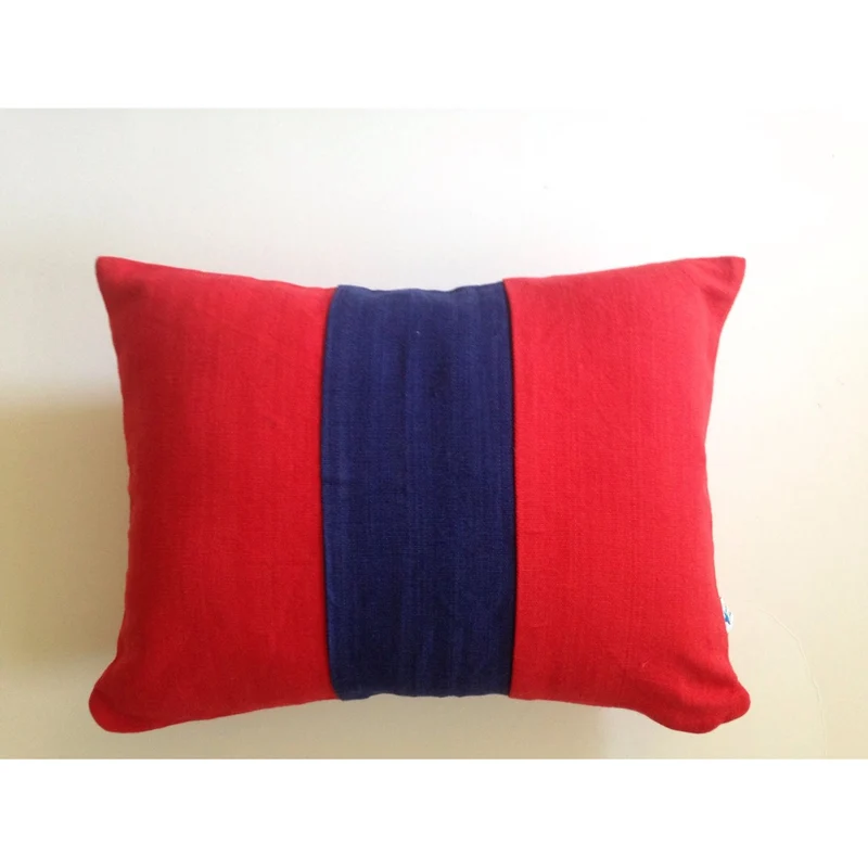 Navy Red Color Block Pillows, Lumbar Color Block