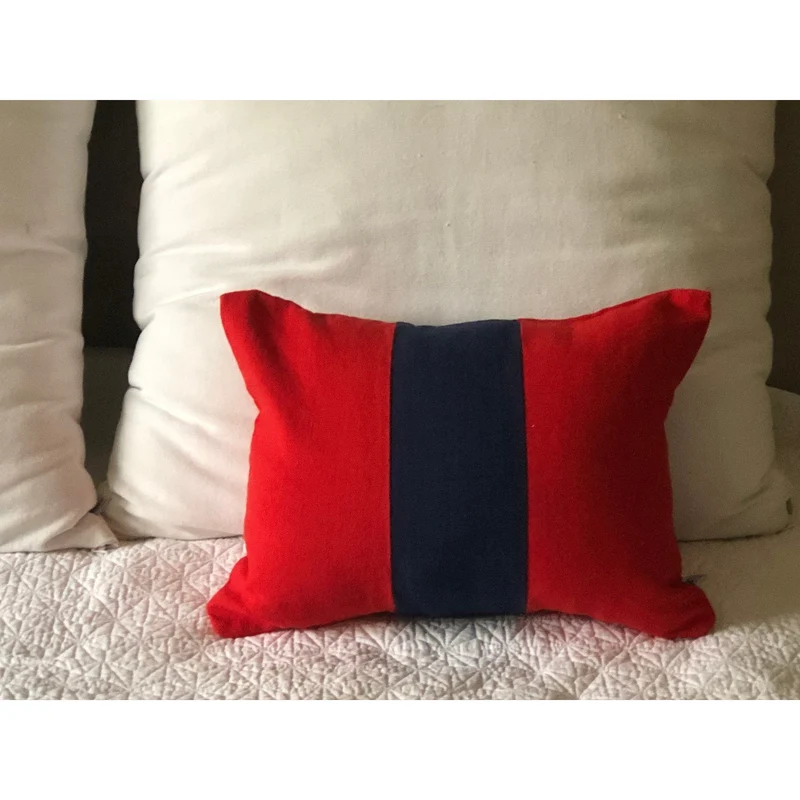 Navy Red Color Block Pillows, Lumbar Color Block