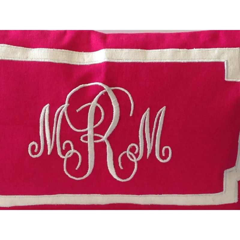 Monogrammed Pink Lumbar Pillows