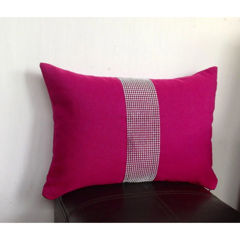Pink Lumbar Pillows, Fuchsia Bedrom Pillows, Throw pillows 12x16,
