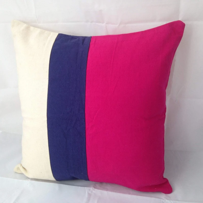 Three Tone Pink, Navy Blue and Cream Colorblock Throw Pillows