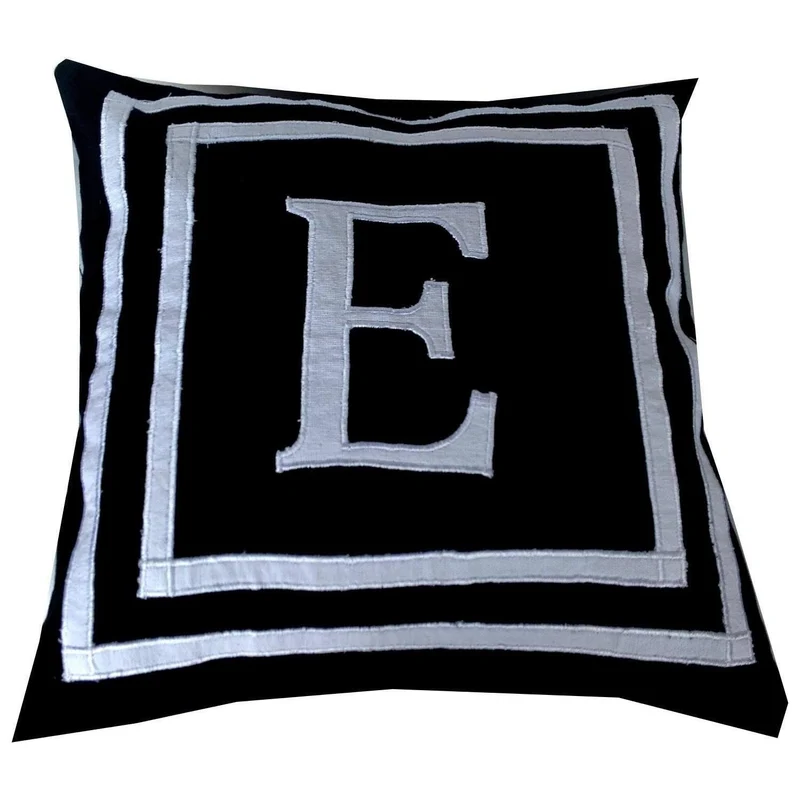 Square Black Letter Throw Pillows