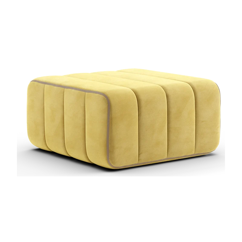 Module en tissu velours Barcelone jaune 68x68x34cm Curt - Ambivalenz