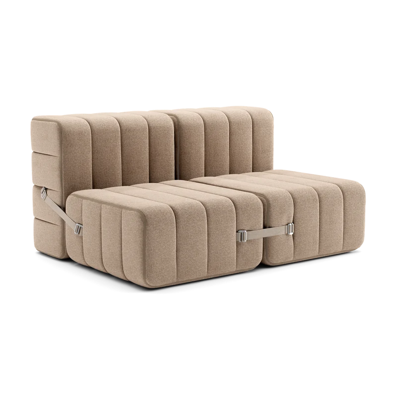 Canapé modulable 2 places en tissu Dama en laine recyclée beige 136x102x68cm Curt - Ambivalenz