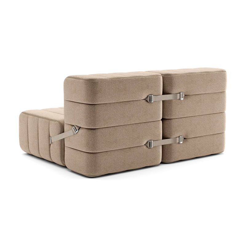 Canapé modulable 2 places en tissu Dama en laine recyclée beige 136x102x68cm Curt - Ambivalenz