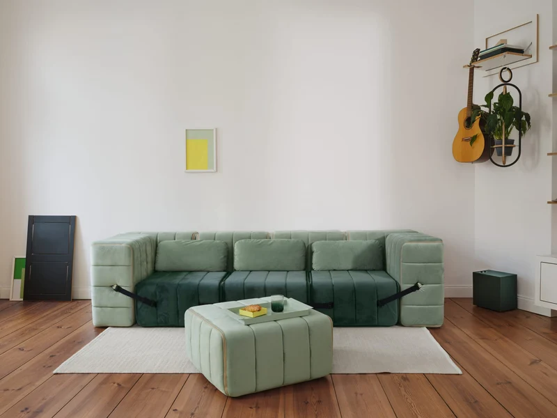 Module en tissu Sera en laine noir 68x68x34cm Curt - Ambivalenz