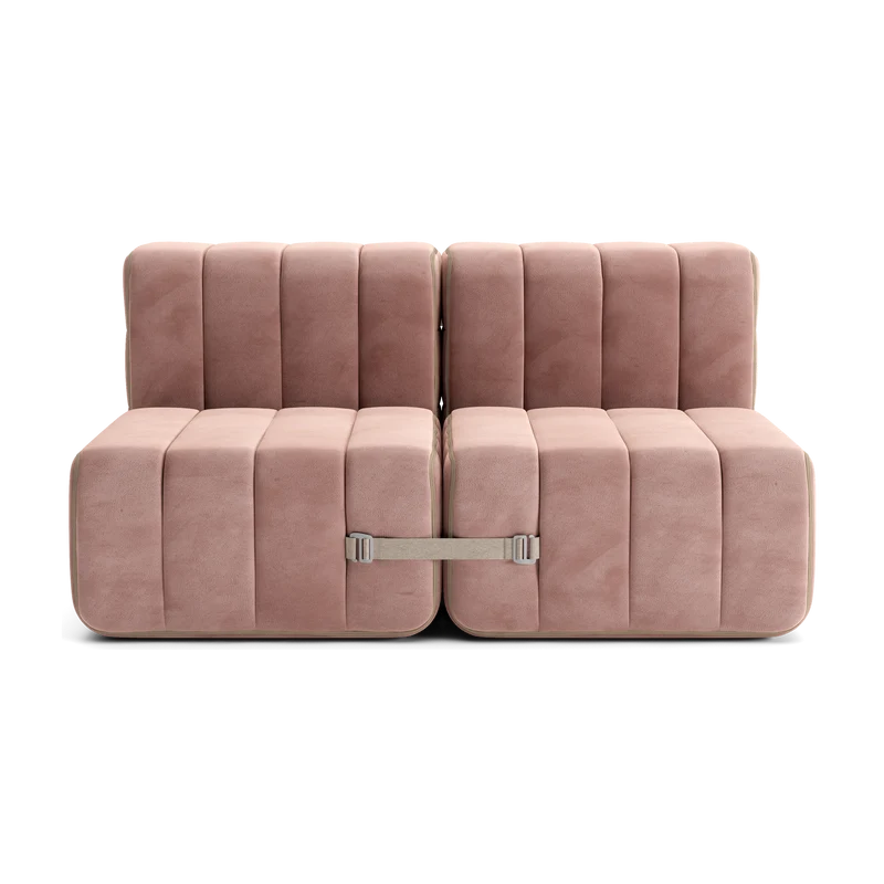 Canapé modulable 2 places en tissu Sera en laine rose 136x102x68cm Curt - Ambivalenz
