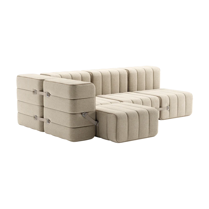 Canapé modulable d'angle en tissu Jet gris 238x170x68cm Curt - Ambivalenz