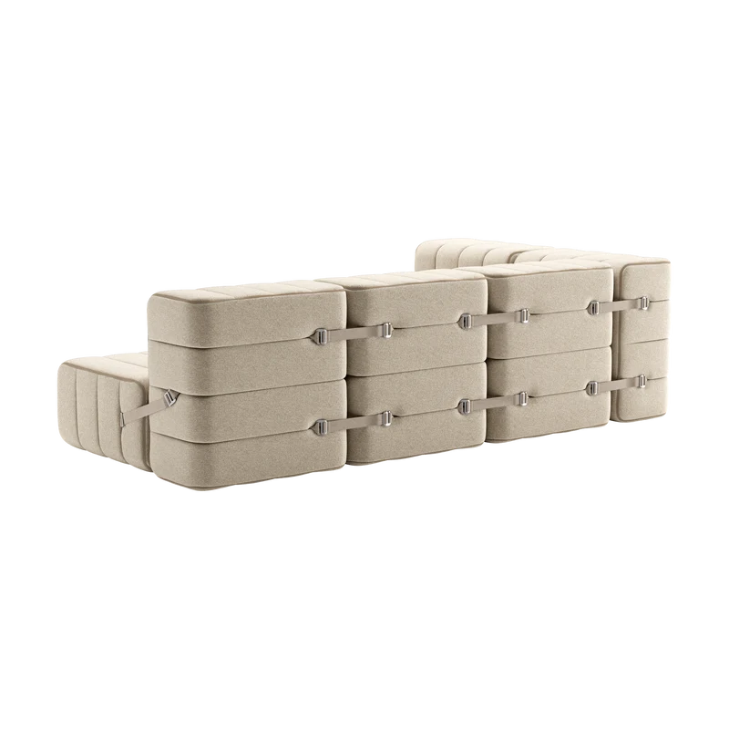 Canapé modulable d'angle en tissu Jet gris 238x170x68cm Curt - Ambivalenz