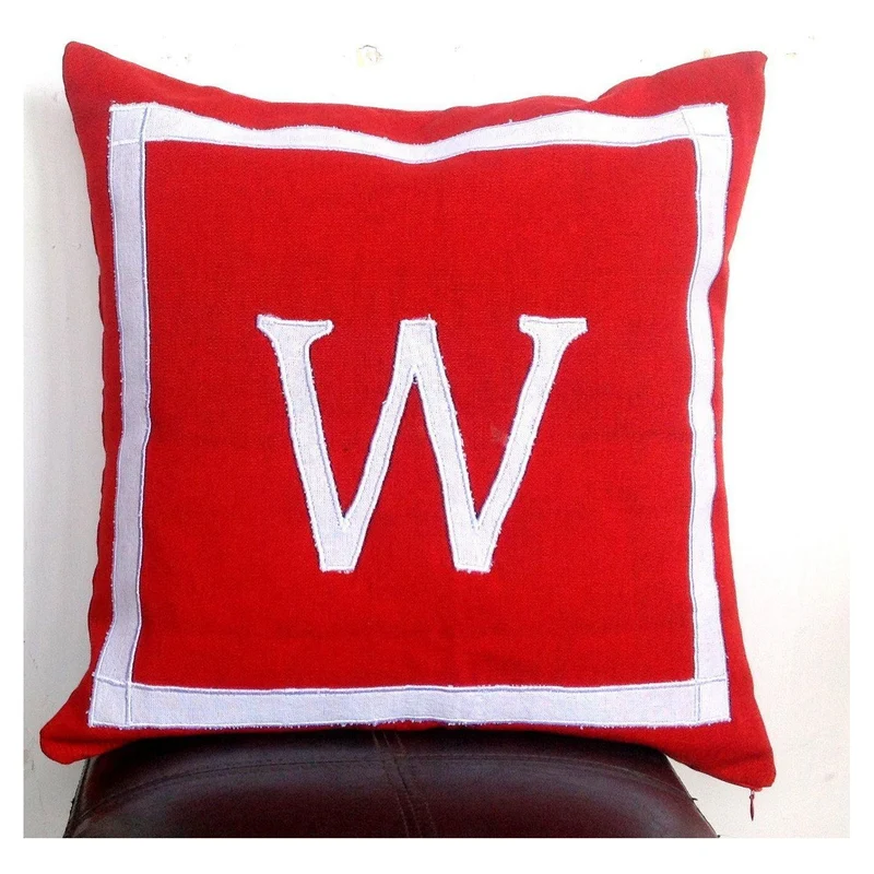 Red White Personalized Sofa Throw Pillows