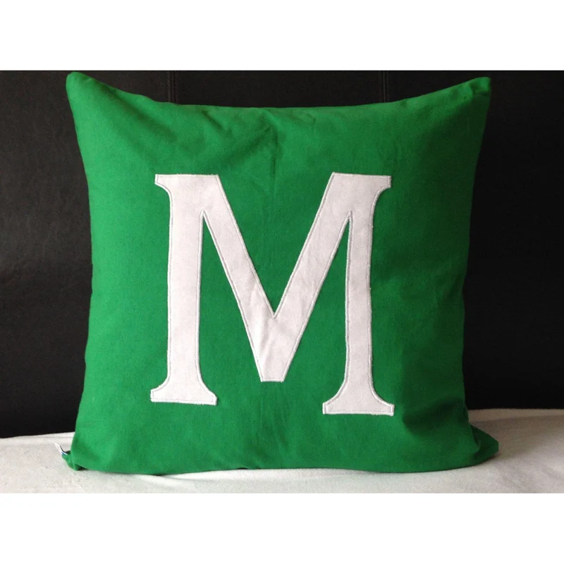 Green Square Monogram Pillows