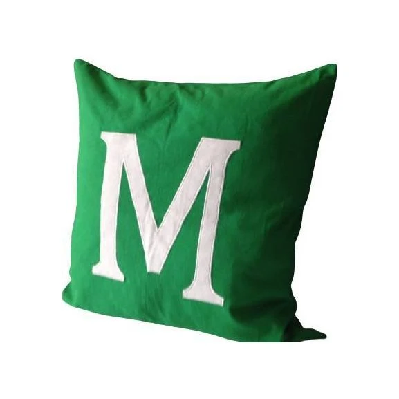 Green Square Monogram Pillows