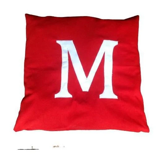 Red and White Monogram Pillow, Red Decorative Cushion Cover
