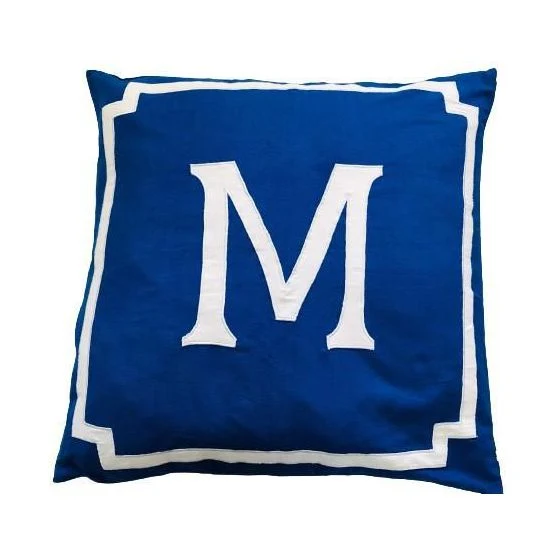 Appliqué Blue Monogrammed Large Pillows