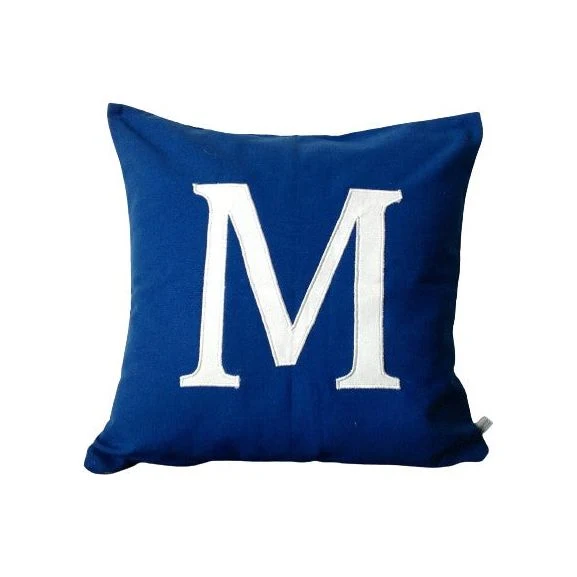 Blue Alphabet Pillow Cover, Blue Letter Throw Pillow Cover