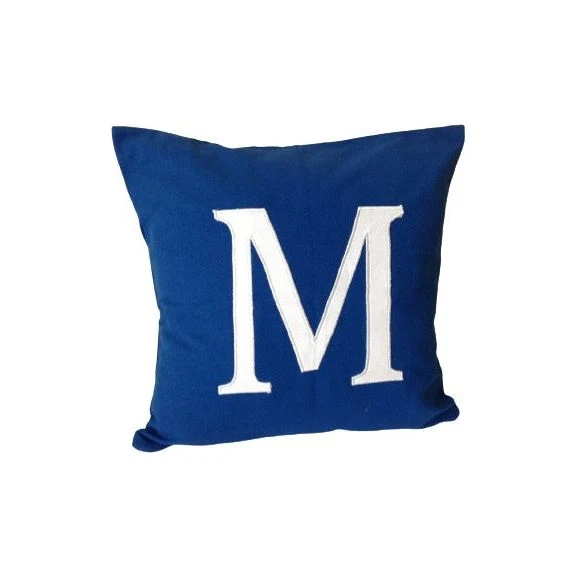 Blue Alphabet Pillow Cover, Blue Letter Throw Pillow Cover