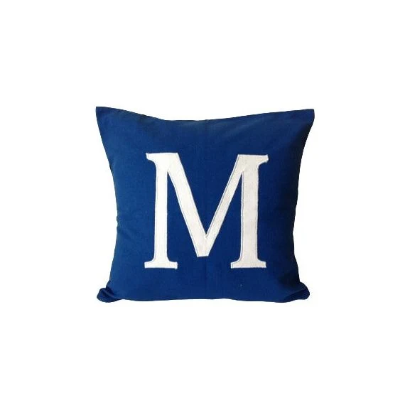 Blue Alphabet Pillow Cover, Blue Letter Throw Pillow Cover