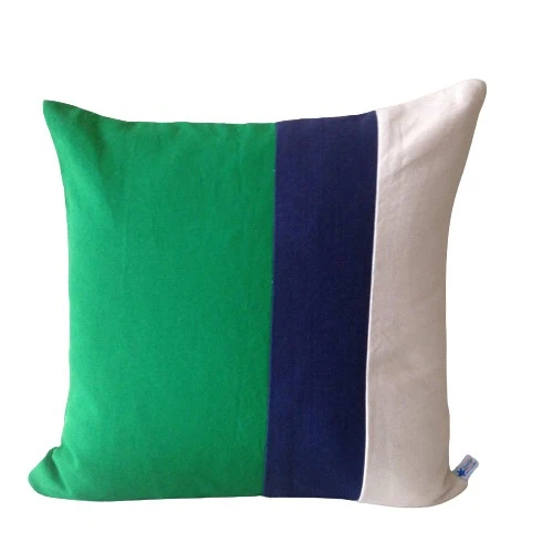Color Block Green, Navy and Cream, Minimal Colorblock Pillows