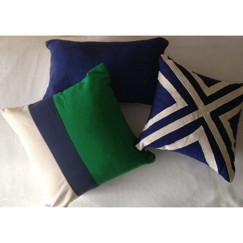 Color Block Green, Navy and Cream, Minimal Colorblock Pillows